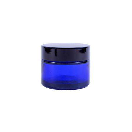 Słoik szklany niebieski 50 ml z czarną nakrętką